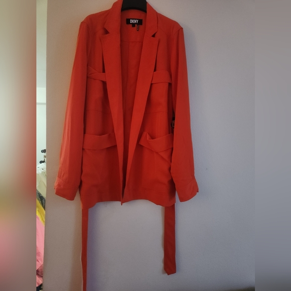 Donna Kara belted jacket blazer orange sz L BNWT - Picture 2 of 5